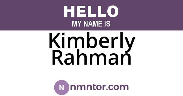 Kimberly Rahman