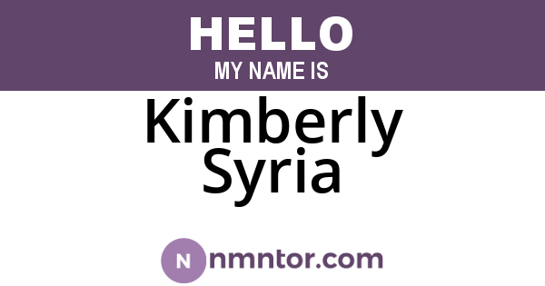 Kimberly Syria