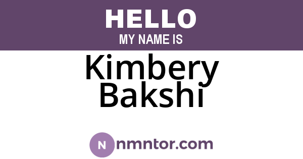 Kimbery Bakshi