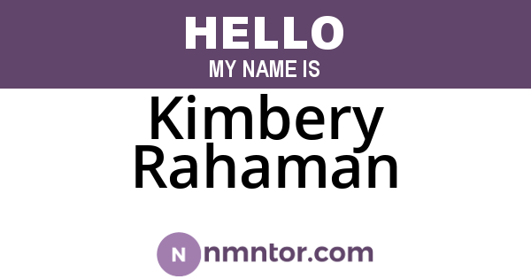 Kimbery Rahaman