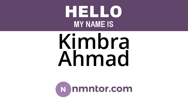 Kimbra Ahmad
