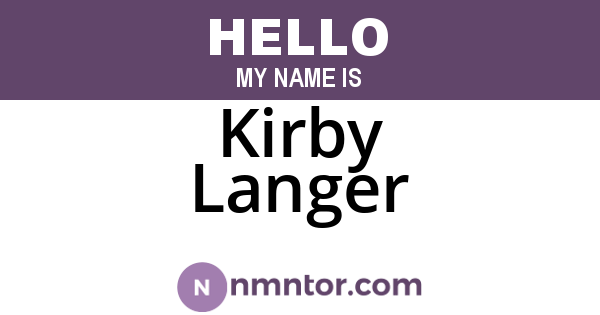 Kirby Langer