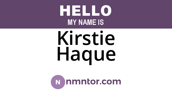 Kirstie Haque