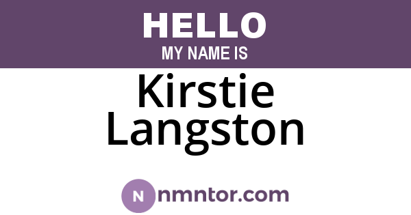 Kirstie Langston