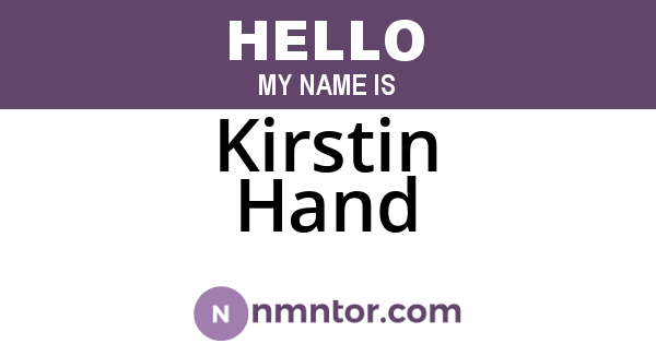 Kirstin Hand