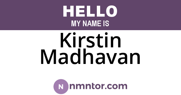 Kirstin Madhavan