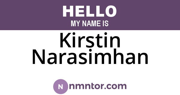 Kirstin Narasimhan