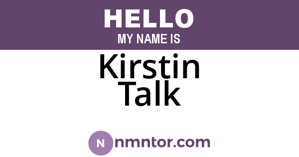 Kirstin Talk
