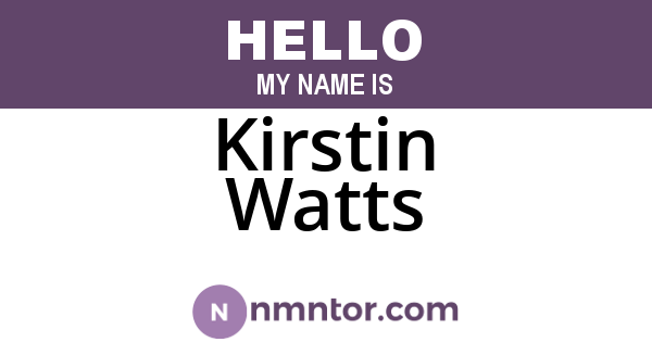 Kirstin Watts