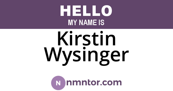 Kirstin Wysinger