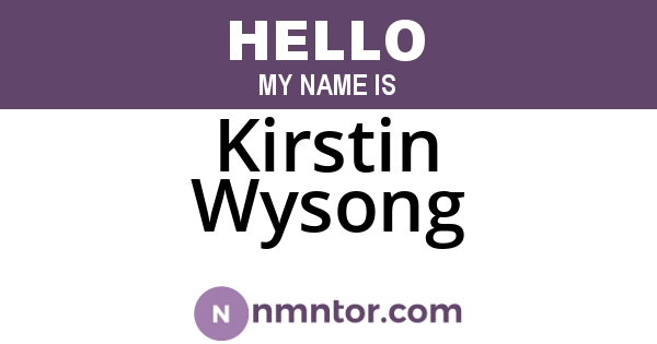 Kirstin Wysong