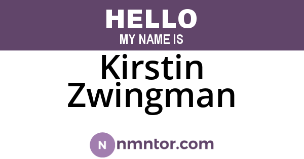 Kirstin Zwingman