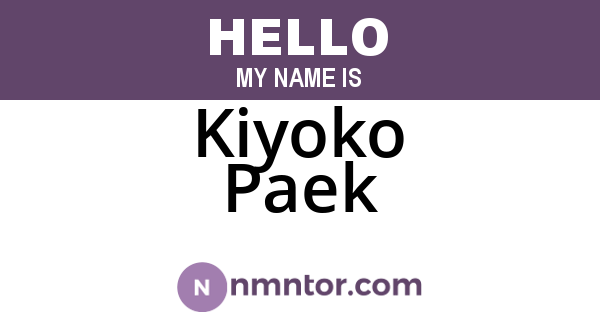 Kiyoko Paek