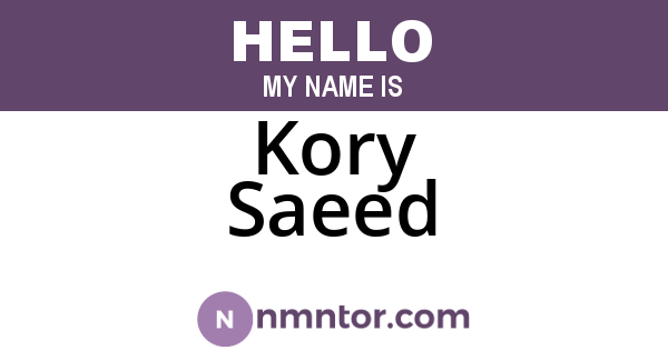 Kory Saeed