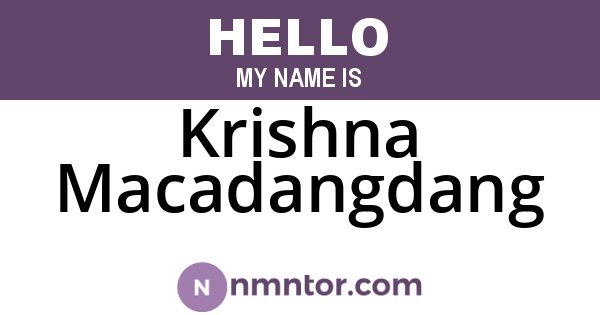 Krishna Macadangdang