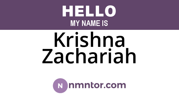 Krishna Zachariah