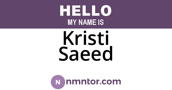 Kristi Saeed