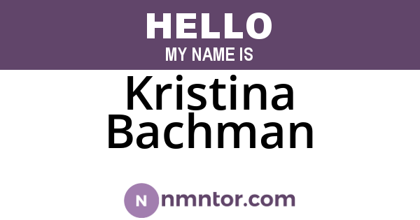 Kristina Bachman