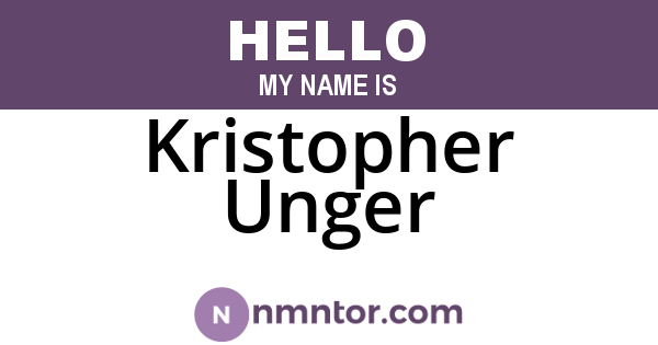 Kristopher Unger