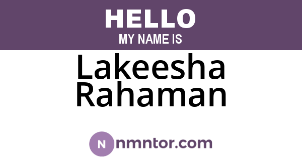Lakeesha Rahaman