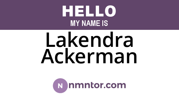 Lakendra Ackerman