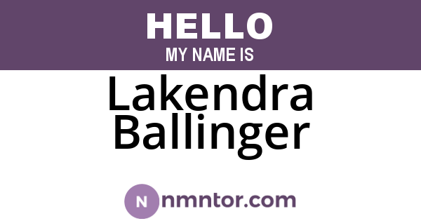 Lakendra Ballinger