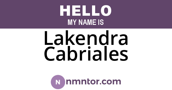 Lakendra Cabriales