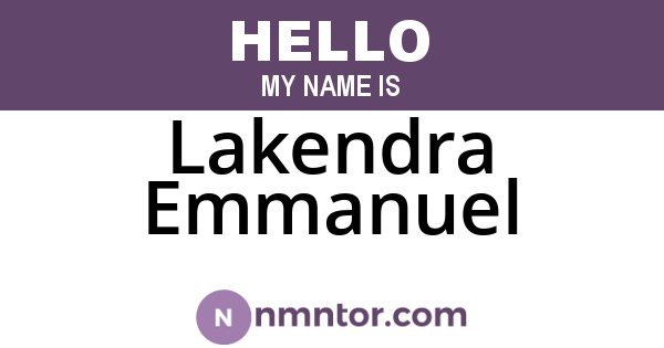 Lakendra Emmanuel