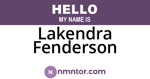 Lakendra Fenderson
