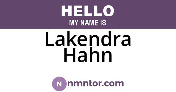 Lakendra Hahn