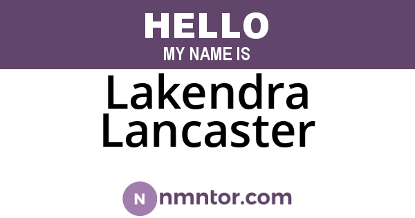 Lakendra Lancaster