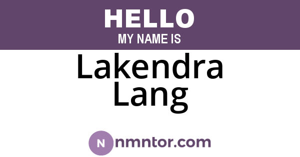 Lakendra Lang