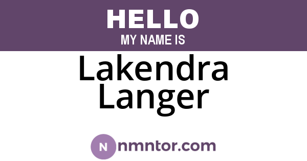 Lakendra Langer