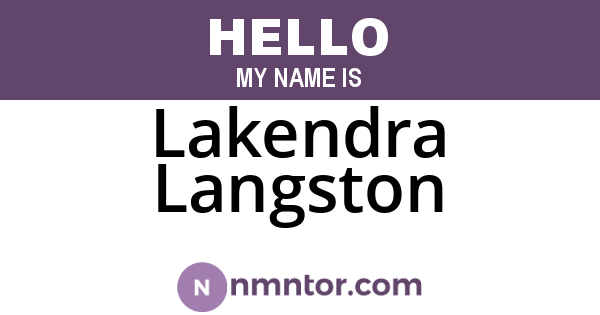 Lakendra Langston