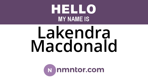 Lakendra Macdonald
