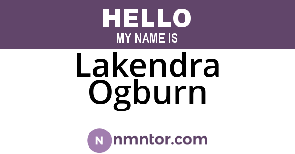 Lakendra Ogburn