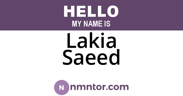 Lakia Saeed