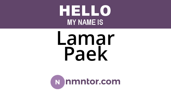 Lamar Paek