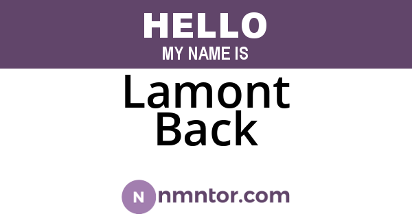 Lamont Back
