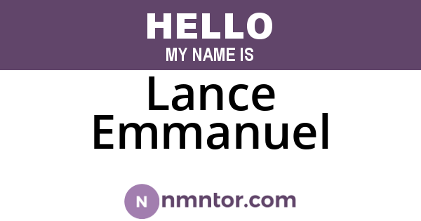 Lance Emmanuel