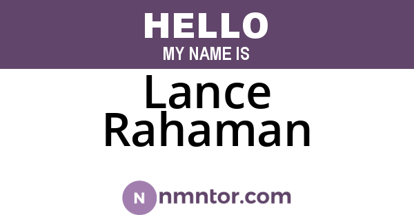 Lance Rahaman