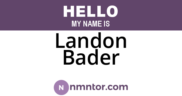 Landon Bader