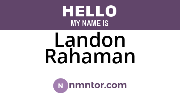 Landon Rahaman