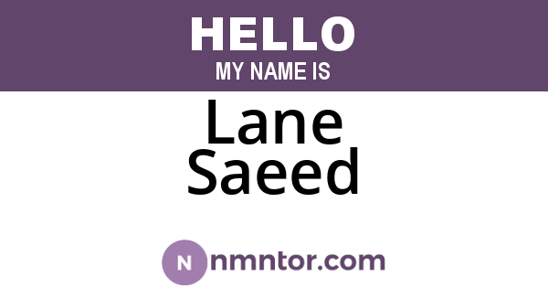 Lane Saeed