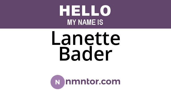 Lanette Bader
