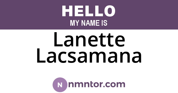 Lanette Lacsamana