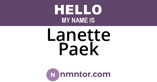 Lanette Paek