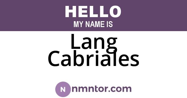 Lang Cabriales