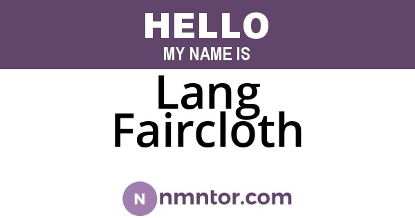 Lang Faircloth