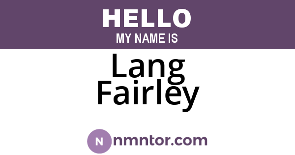 Lang Fairley